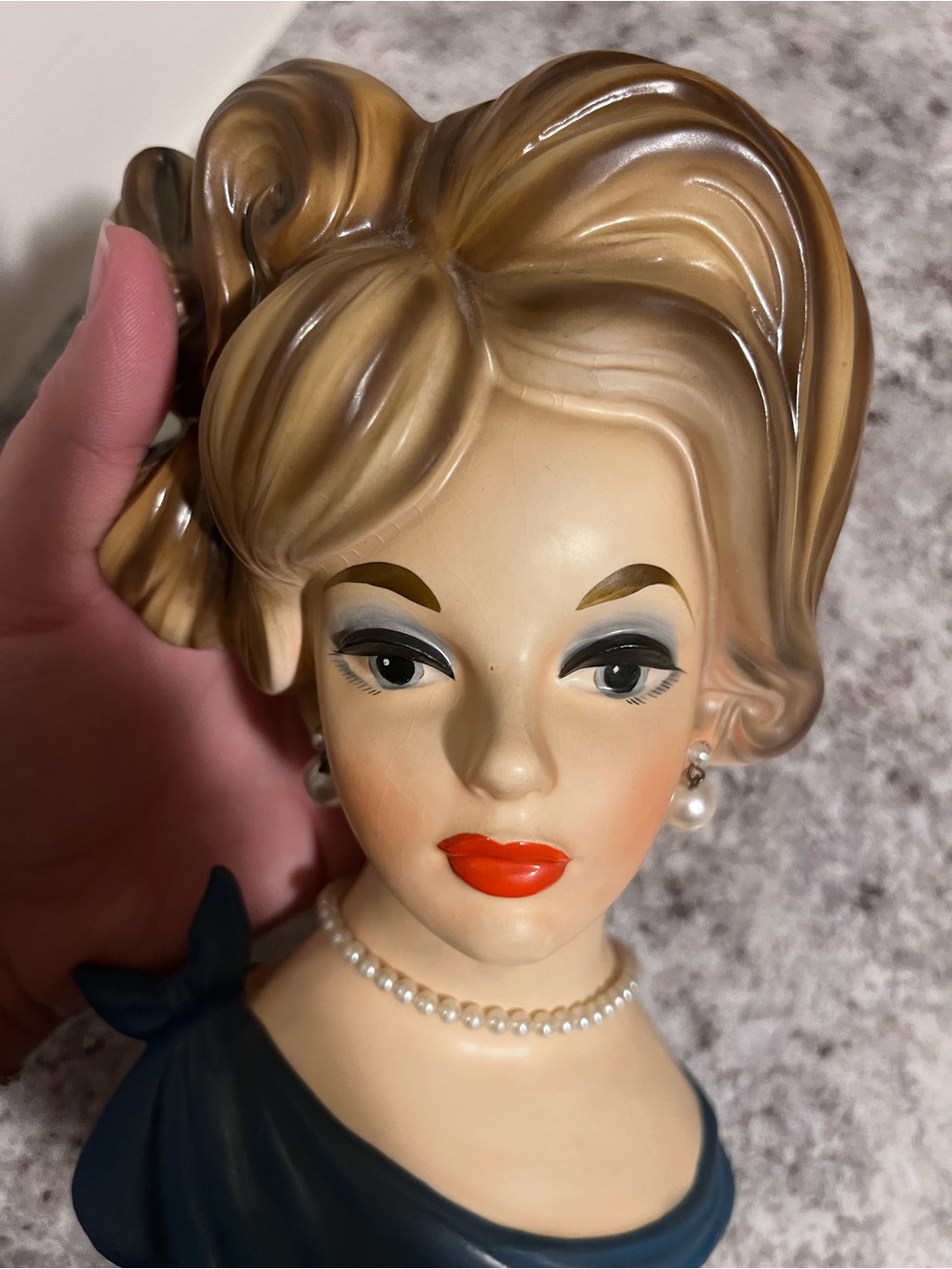 Vintage Napcoware Lady Head Vase - Mid-Century Modern - Faux Pearl, Planter - Picture 4 of 12